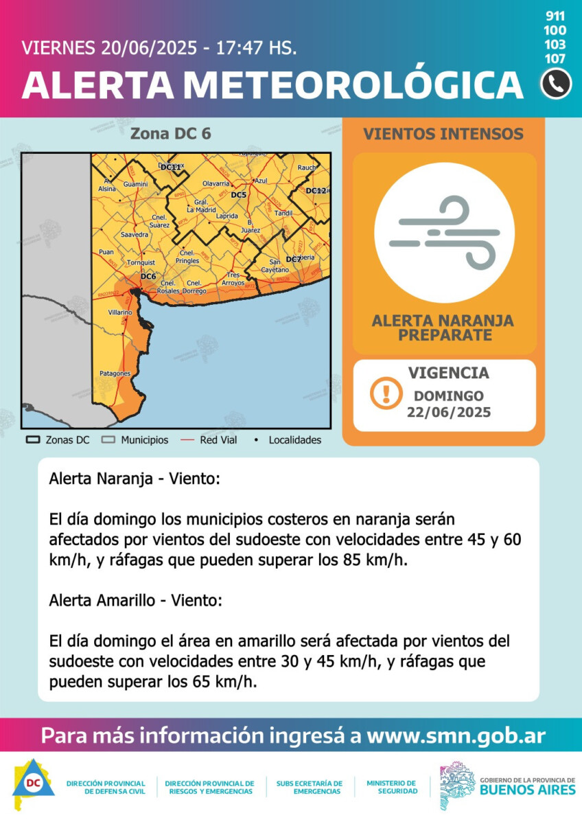 Alerta naranja por fuertes vientos para este domingo – La Voz del Pueblo